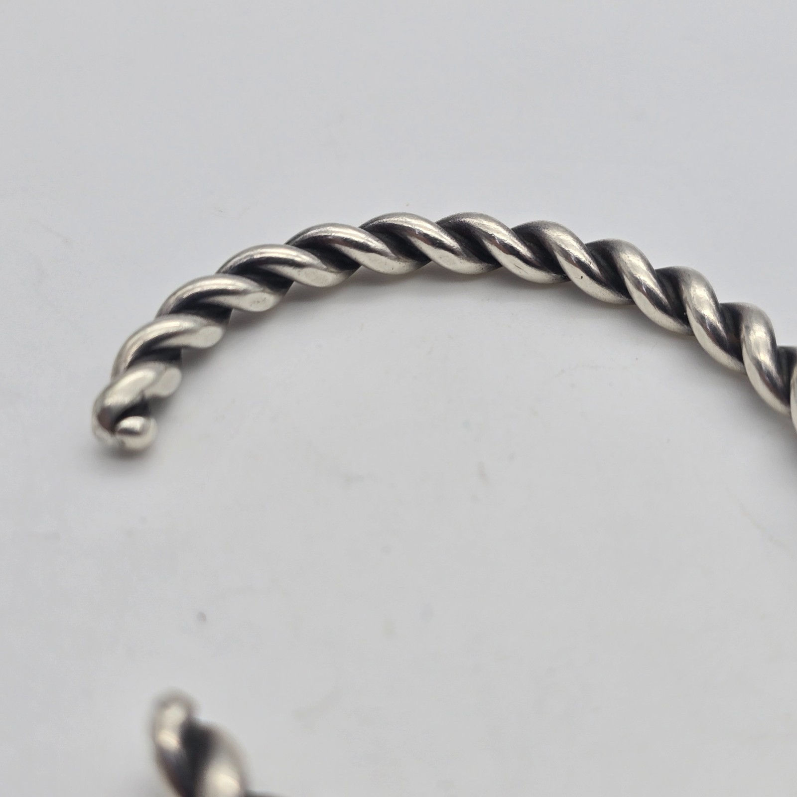 VTG Southwest Twist Wire Cord – 5 mm Sterling Silver Cuff Bangle Bracelet: 6.45″