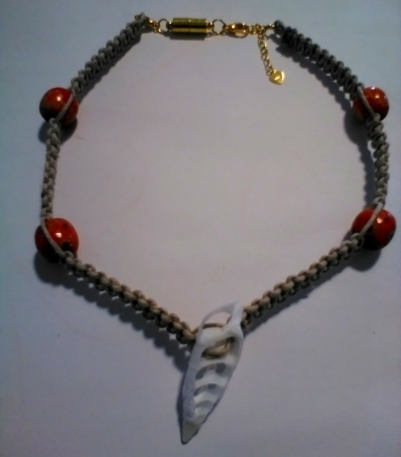 70’s surfer/boho/hippie/skater style hemp macrame choker necklace with seashell