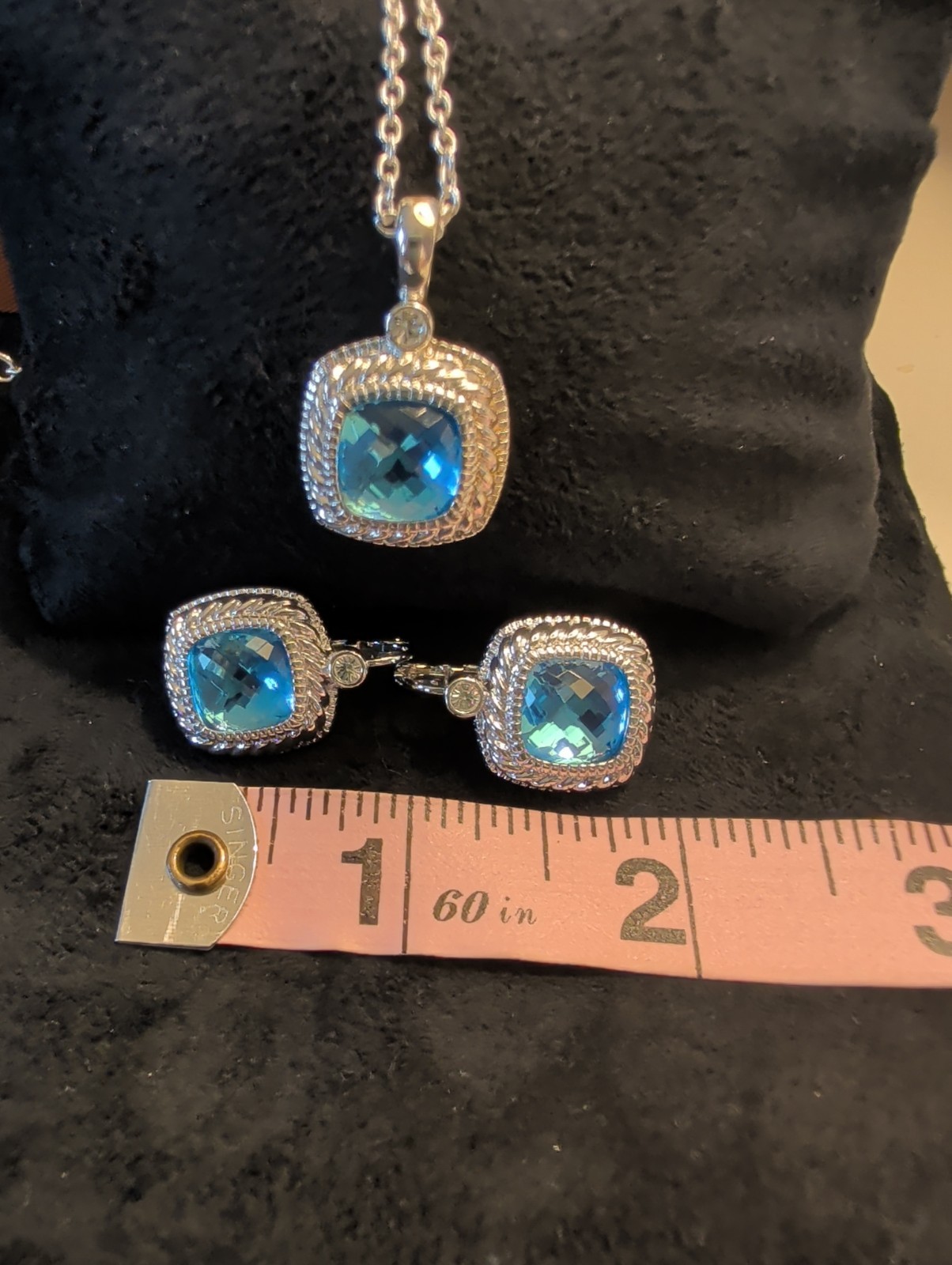 Joan Rivers Interchangeable Pierced Earrings and Necklace Silver Set