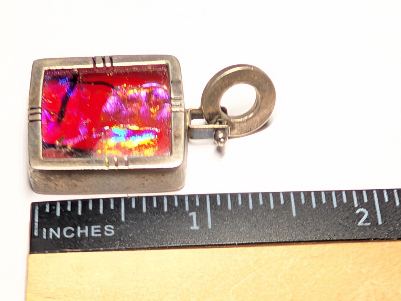 VINTAGE DICHROIC STERLING SILVER PENDANT SIGNED MEX925 R*G WEIGHS 13+ GRAMS