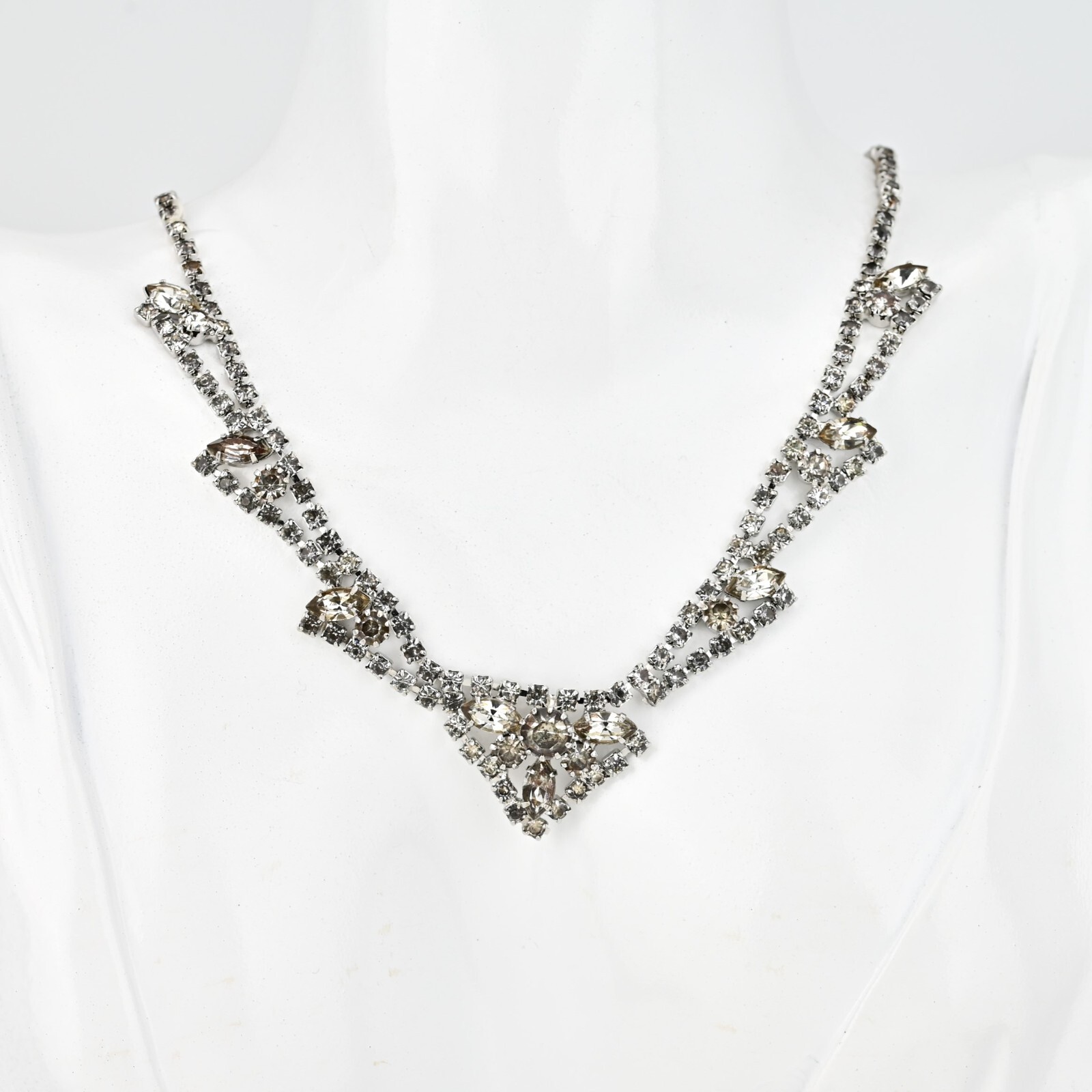 Original Vintage Designer Deco Zirconia Moissanite Gemstone Estate Necklace