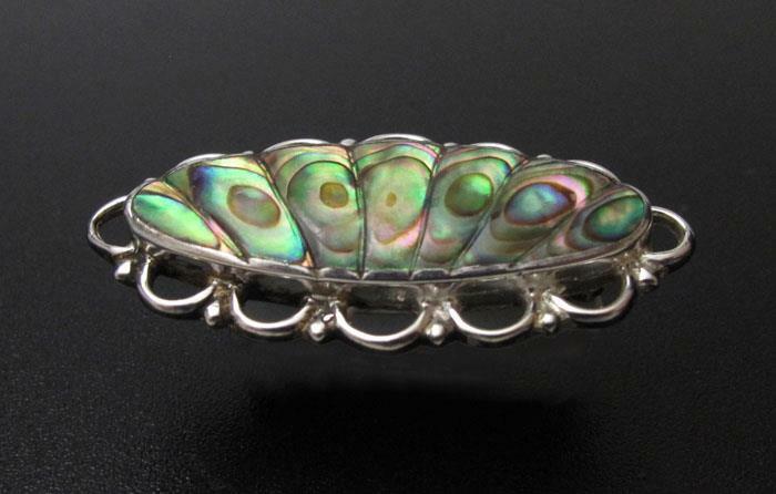 VINTAGE ATAAHUA STERLING SILVER & PAUA SHELL BROOCH NEW ZEALAND ABALONE