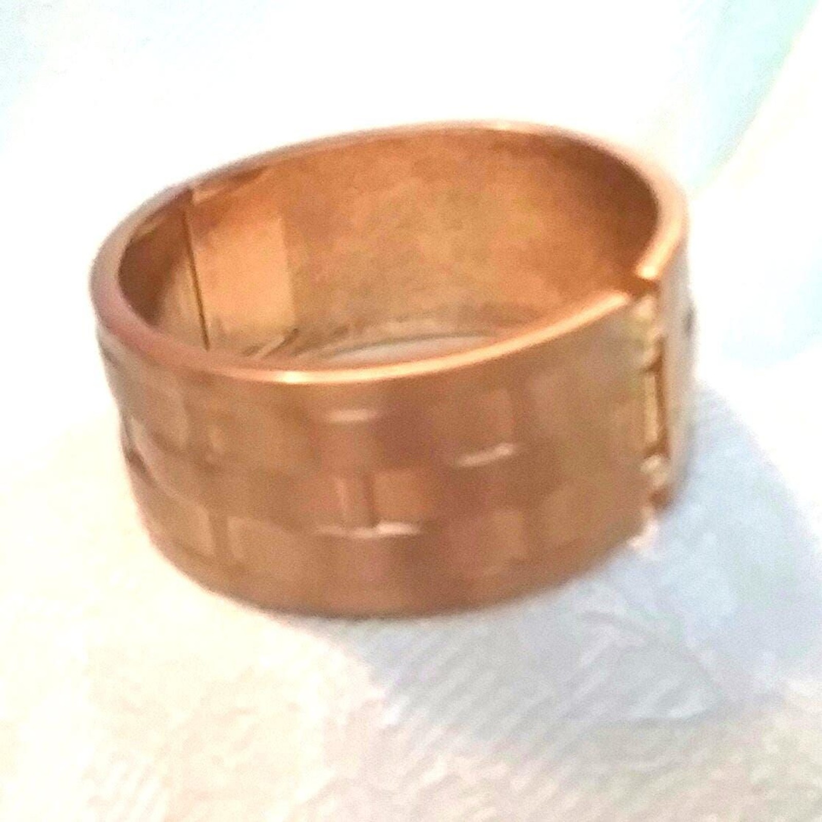 Vintage Hinged Satin Finish Gold Tone Woven Design Bangle Bracelet