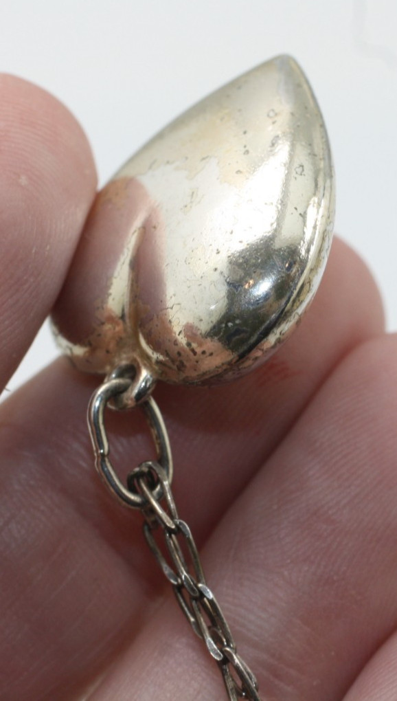 Vintage Sterling Silver 925 paper chain 24″ necklace W/ puff heart pendant Italy