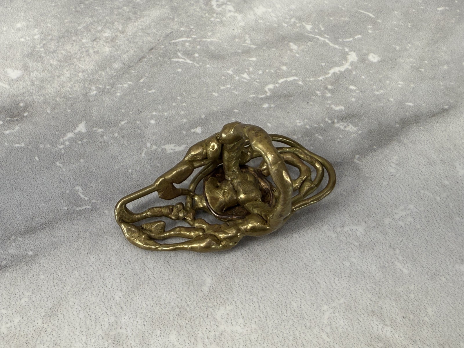 Vintage Brutalist Artisan Brass Bronze Large Statement Ring Size 5