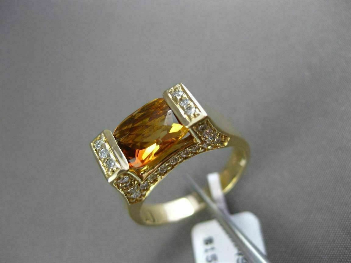 ESTATE LARGE 1.79CT DIAMOND & EXTRA FACET CITRINE 14KT YELLOW GOLD TENSION RING