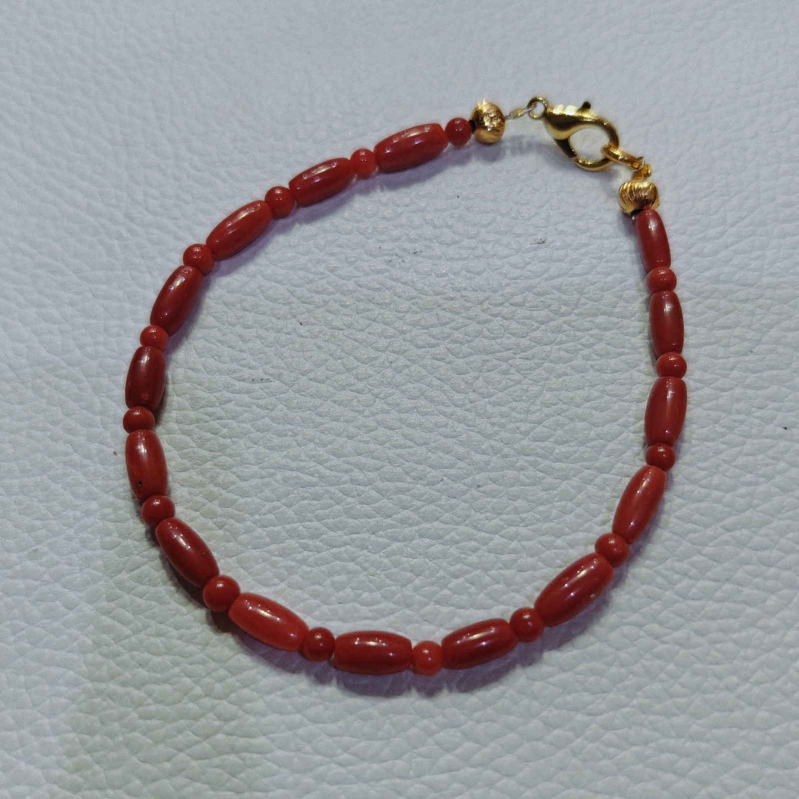 Genuine Natural Red Coral Bracelet Italy Coral Beads Handmade Gemstone Bracelet
