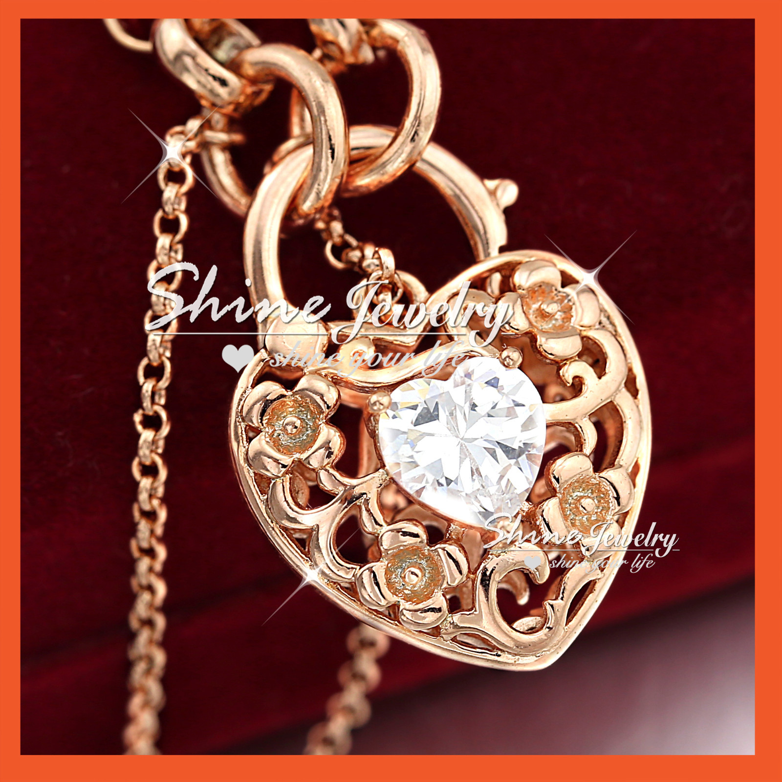 18K ROSE GOLD GF SOLID RAINBOW GEM CRYSTAL HEART PADLOCK BELCHER CHAIN BRACELET