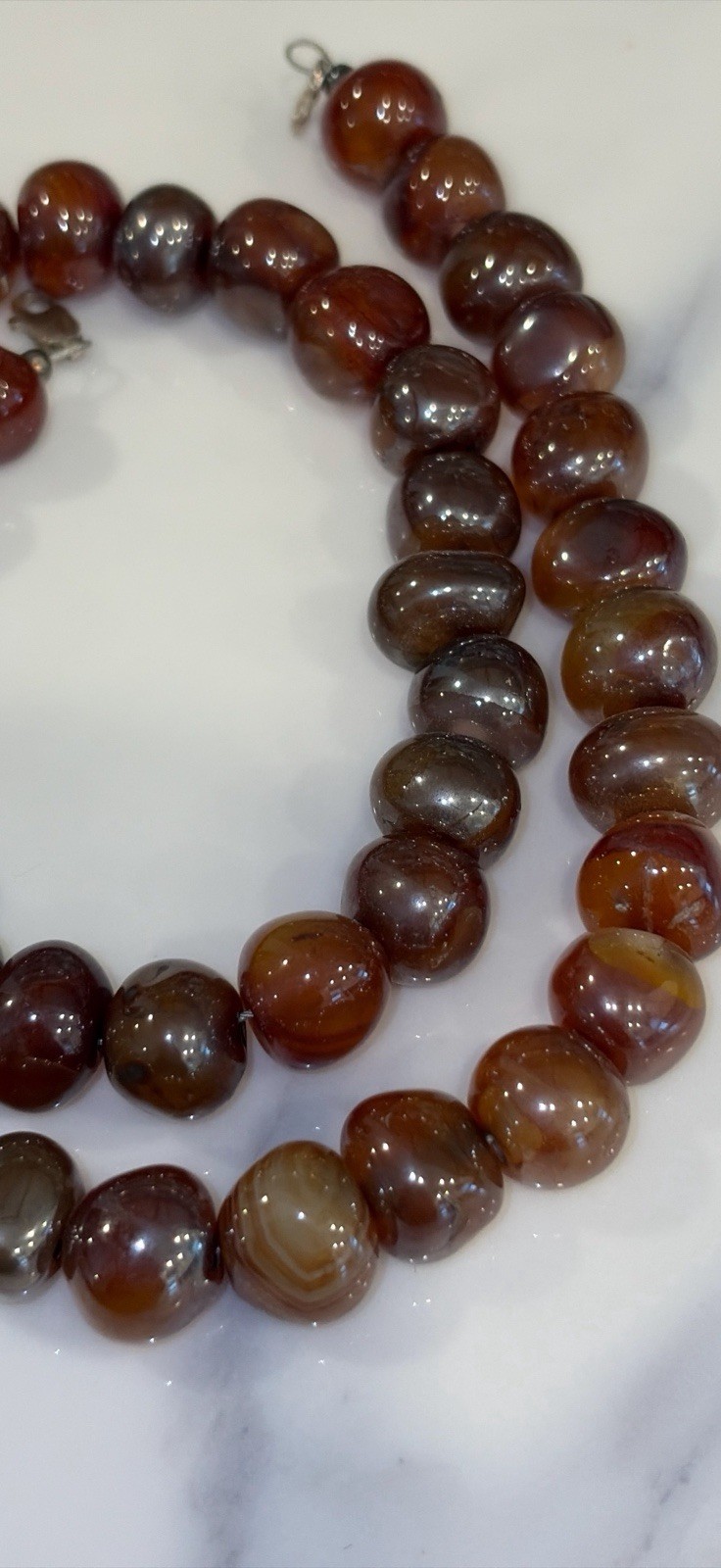Gorgeous vintage agate necklace Rich Dark Colors OOAK Different Round Shaped