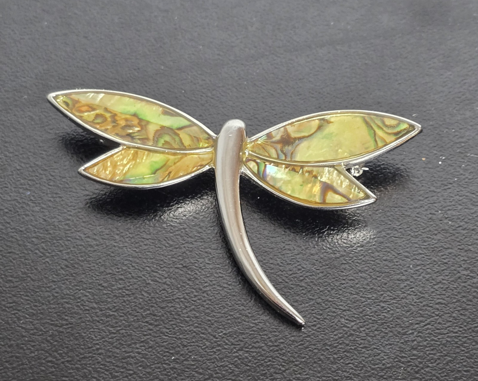 Lia Sophia Silver Tone Dragonfly With Abalone Wings 2.5″