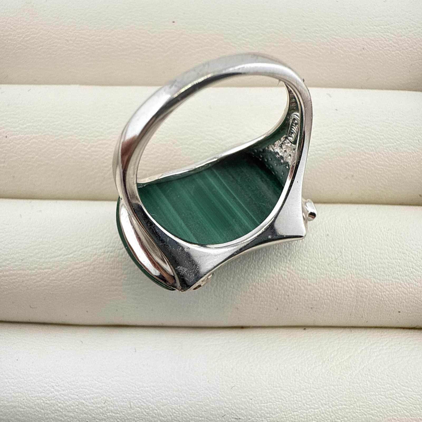 JTV Sterling Silver Ring Green Malachite size 8 Modern Modernist 925 Artisan