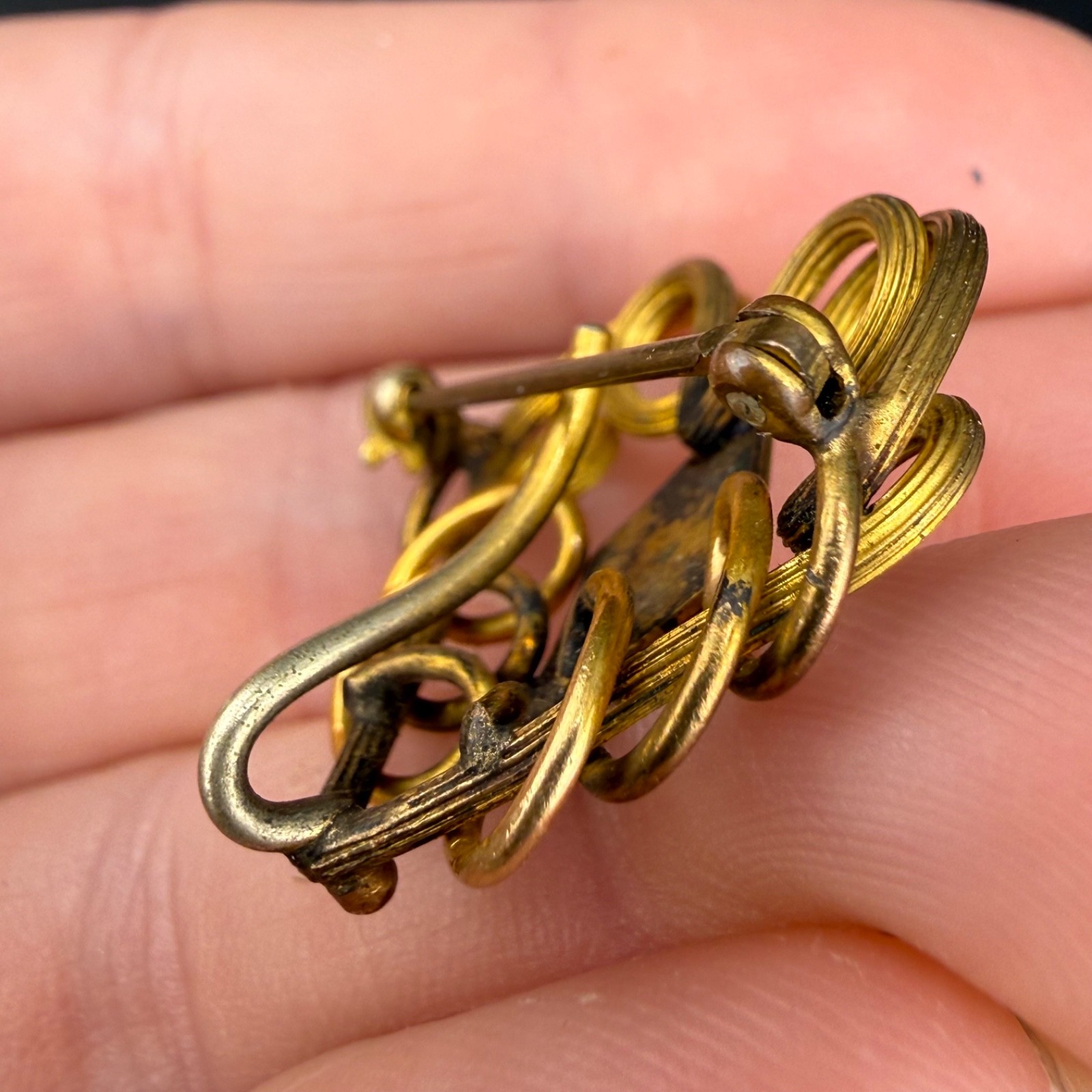Vintage Art Nouveau Watch Pin Gold Filled Brooch Engraved