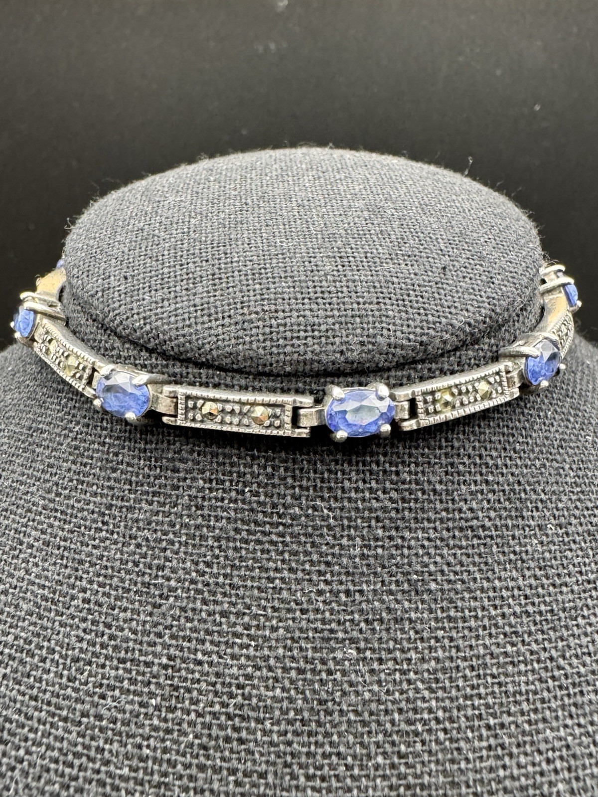 Charles Winston CW 925 Bracelet Amethyst‑Colored Glass Stones Sterling Silver