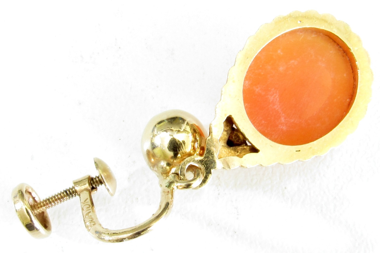 10K Gold – BDA Cameo Tear Drop, Screw Type Earrings – FREE Shipping!
