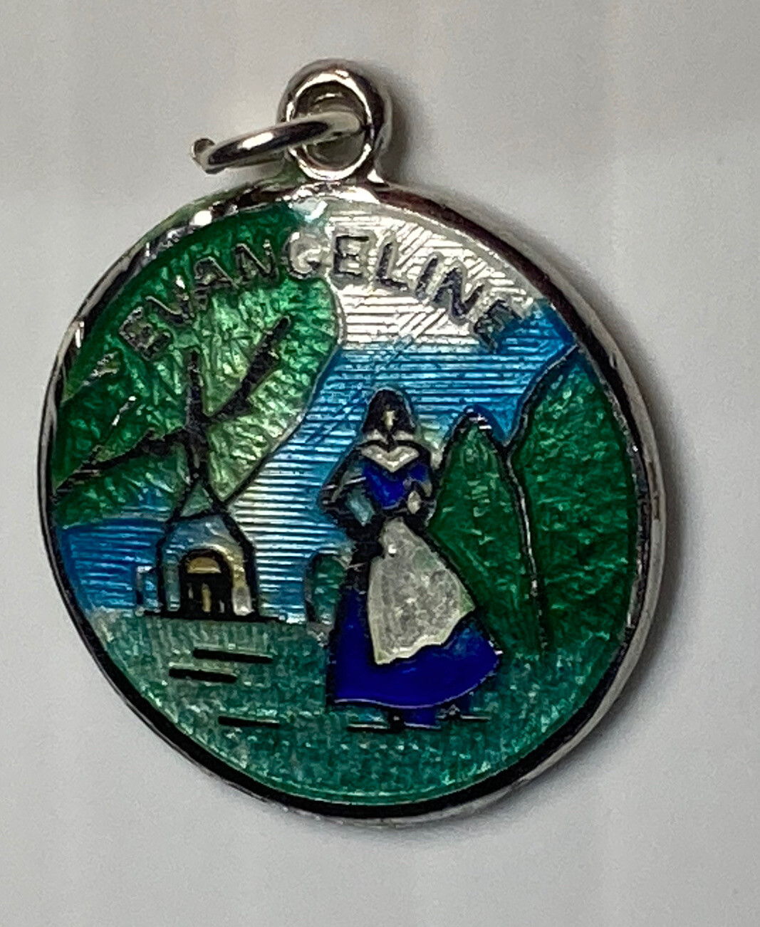 Vintage Sterling Silver Enameled Collectible Souvenir Evangeline Bracelet Charm