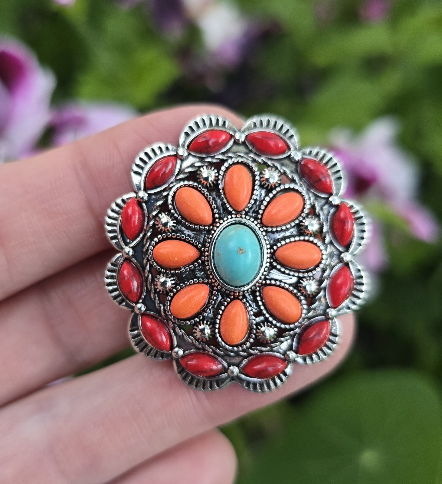 Magnetic Brooch, Faux Turquoise stone. Western Jewelry, Scarf, Hat Magnetic Pin