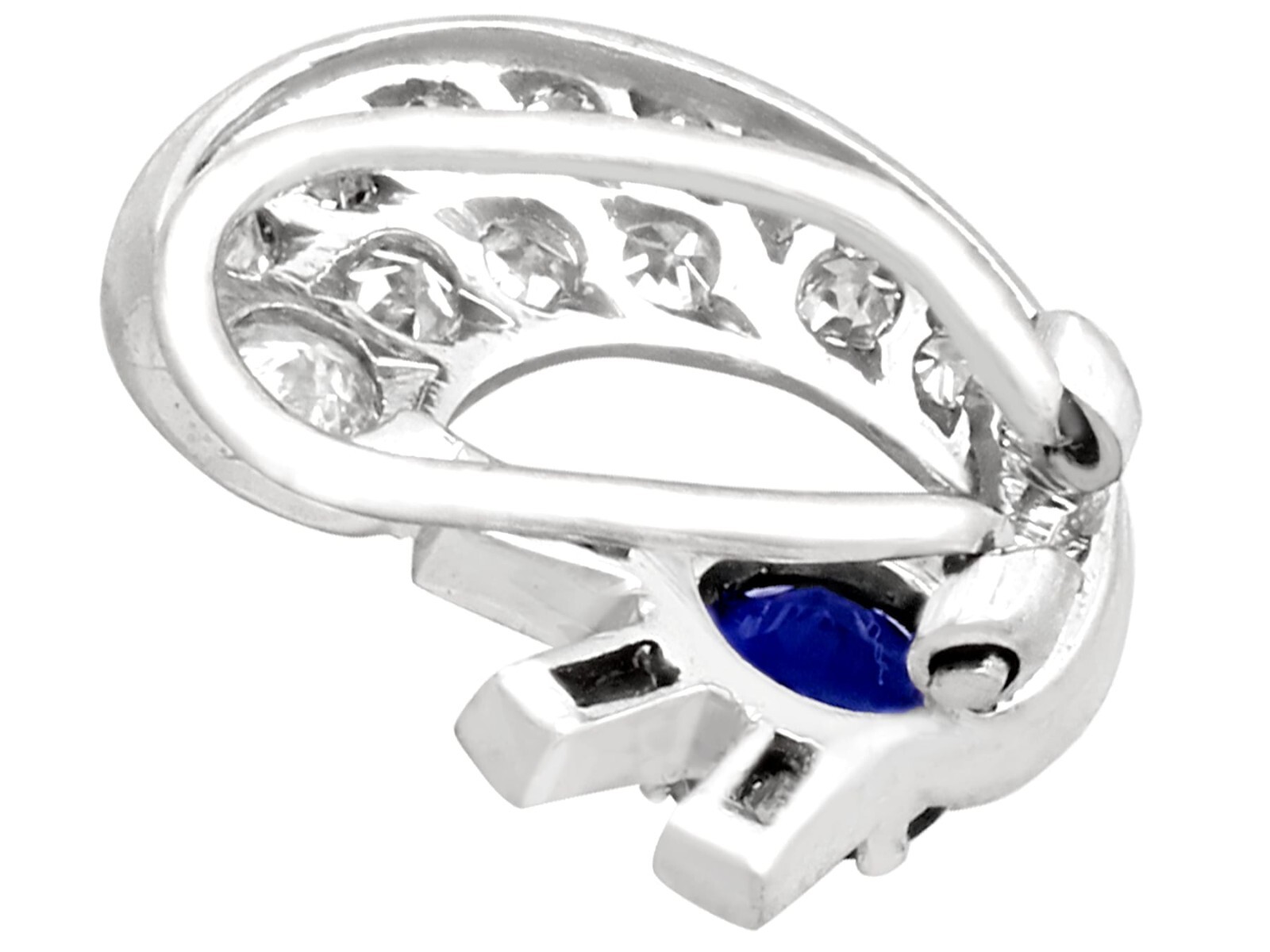 Antique Sapphire and Diamond Clip On Earrings in 18k White Gold