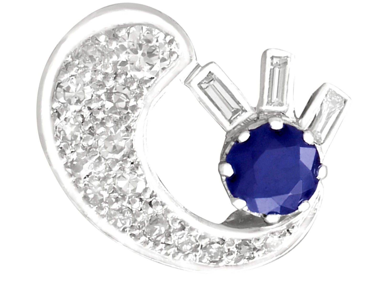 Antique Sapphire and Diamond Clip On Earrings in 18k White Gold