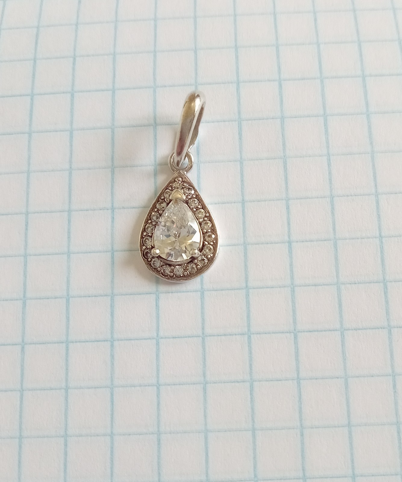 Vintage Beautiful Pendant White stones Sterling Silver 925 test Women’s Jewelry