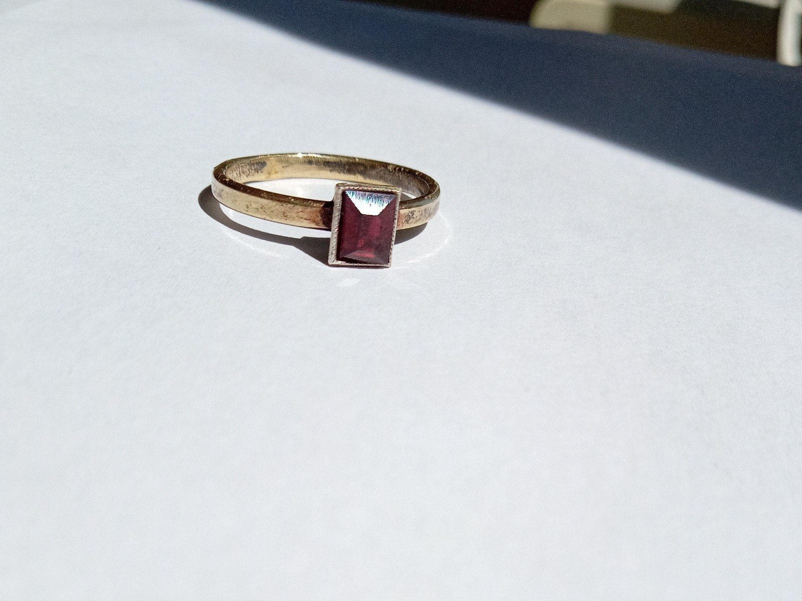 Vintage Ring Red stone Gilt Silver 875 star USSR times Women’s Jewelry size 4.75