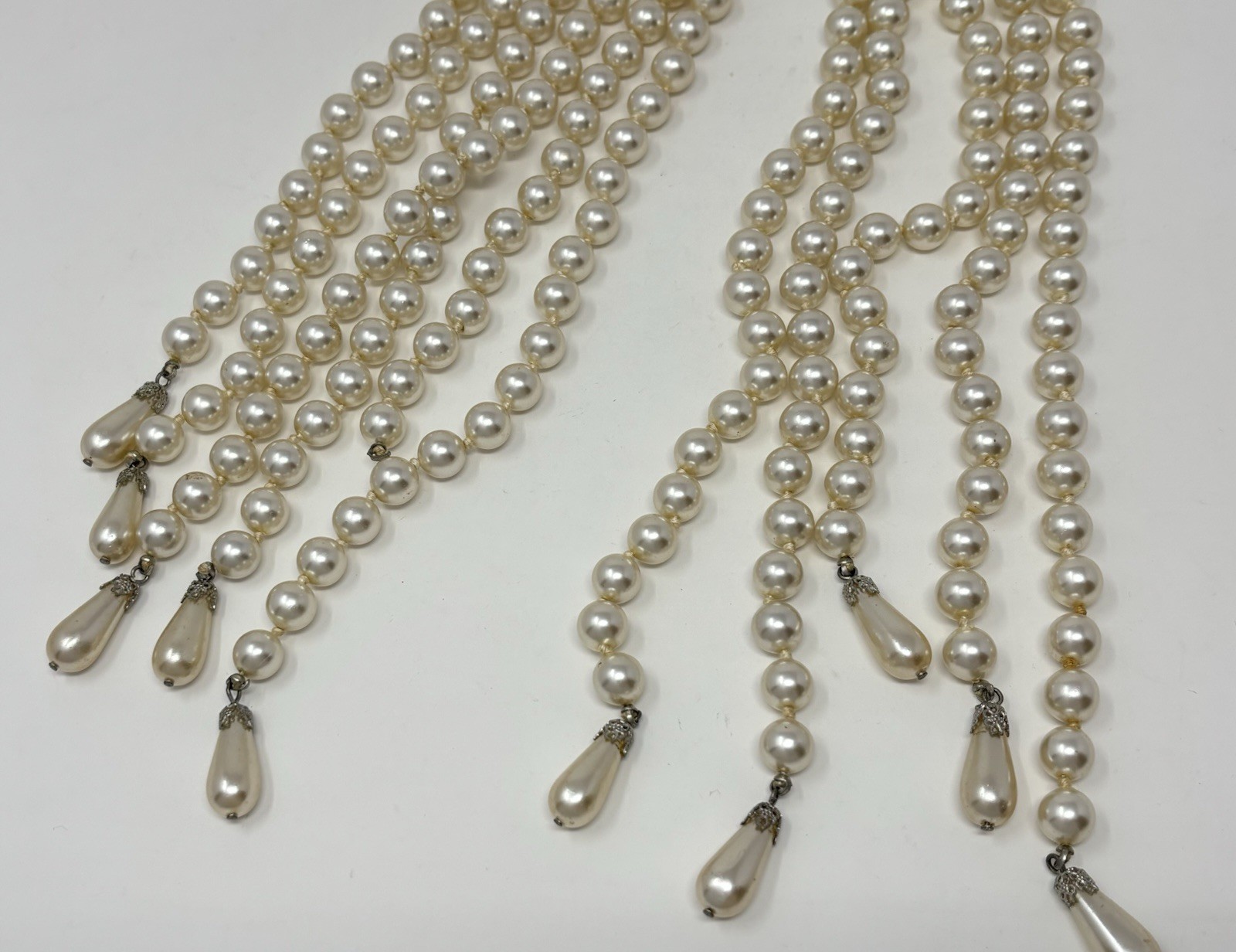 Vintage 60’s Valjean Cascading Pearl Fringe Collar Necklace Statement Piece