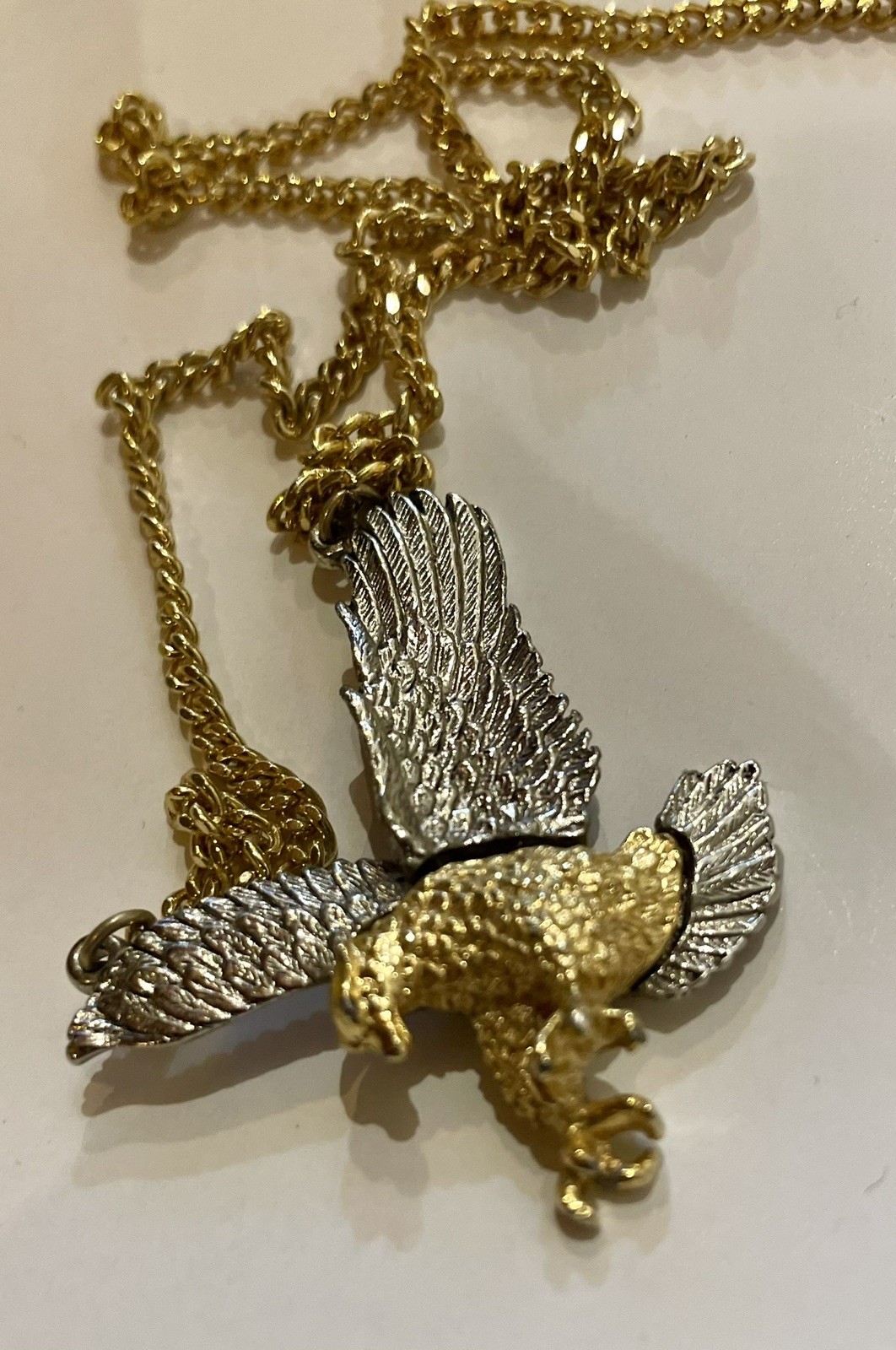 Vintage Gold Tone silver tone Mens Eagle Necklace Pendant with Chain (no clasp)