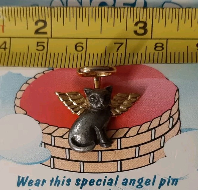 Cat Angel Pin Camco jacket lapel pin Guardian Angel