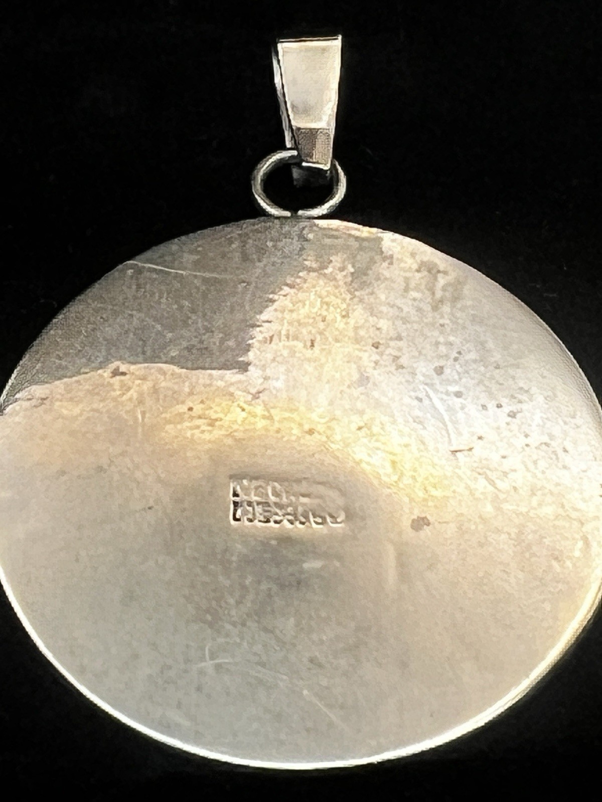 Sterling Silver MEXICO Large Abalone Inlay Sun Face Pendant 1.75”