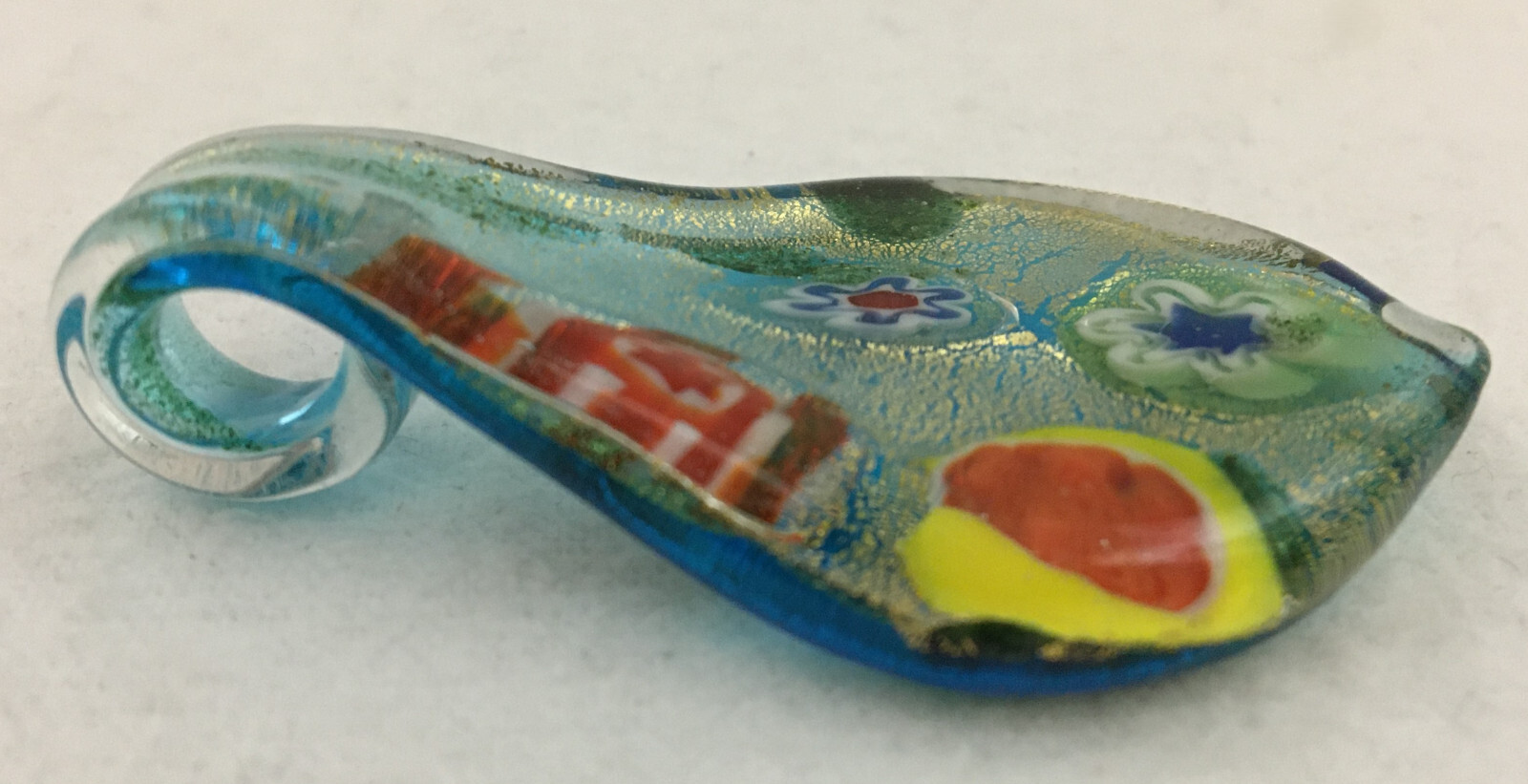 Lot of 3 Art Glass Porcelain Pendants Mosaic Abstract Designs Metallic Foil