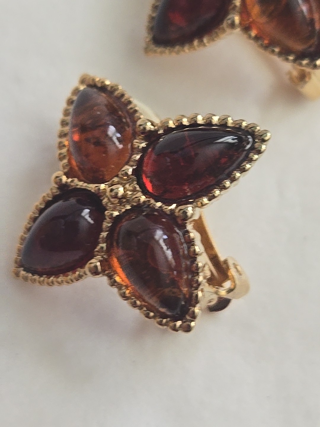 Vtg Avon Mogul Topaz Lucite Cabochon Star Dangle Pin Pendant Clip Earrings