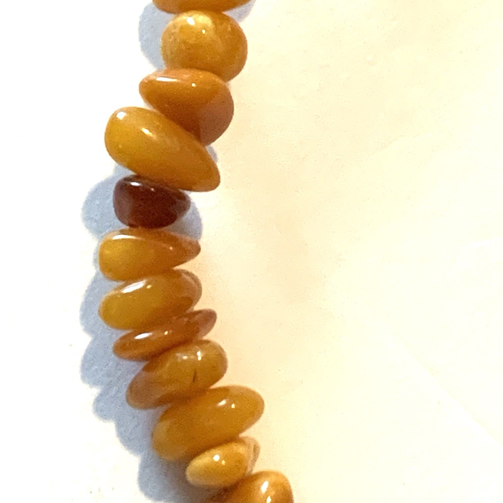 Vtg Baltic Amber Egg Yolk Chip Bead Necklace 31 Grams 24″ Long Pull-Over Style