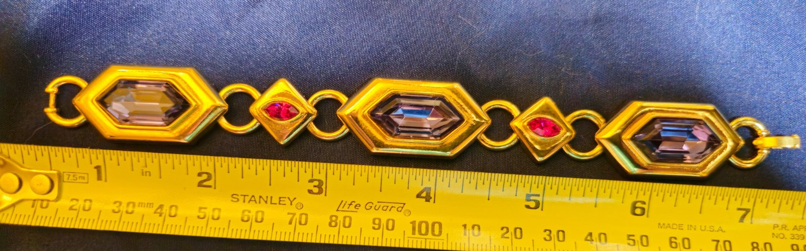 Vintage Yves Saint Laurent YSL Resin Stones Gold Tone Metal Bracelet