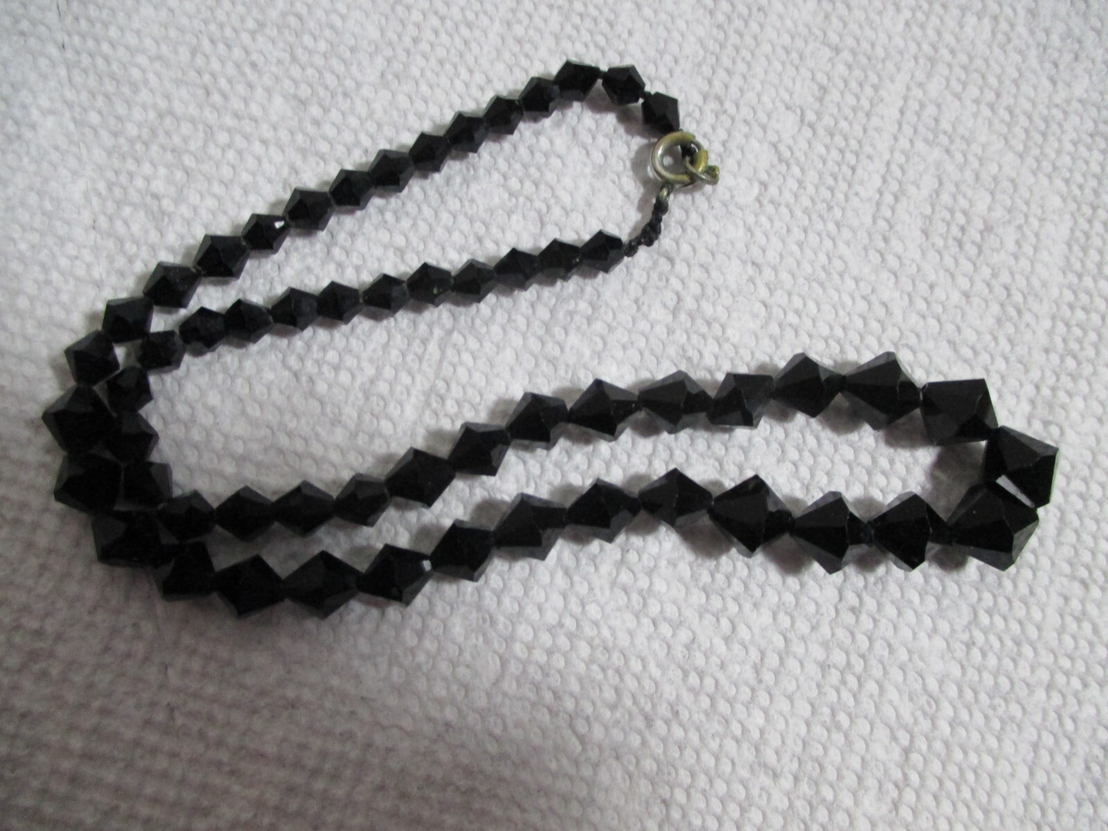 Vintage Jet Black Art Deco Lozenge Shape Beads Choker Necklaces Lot 2