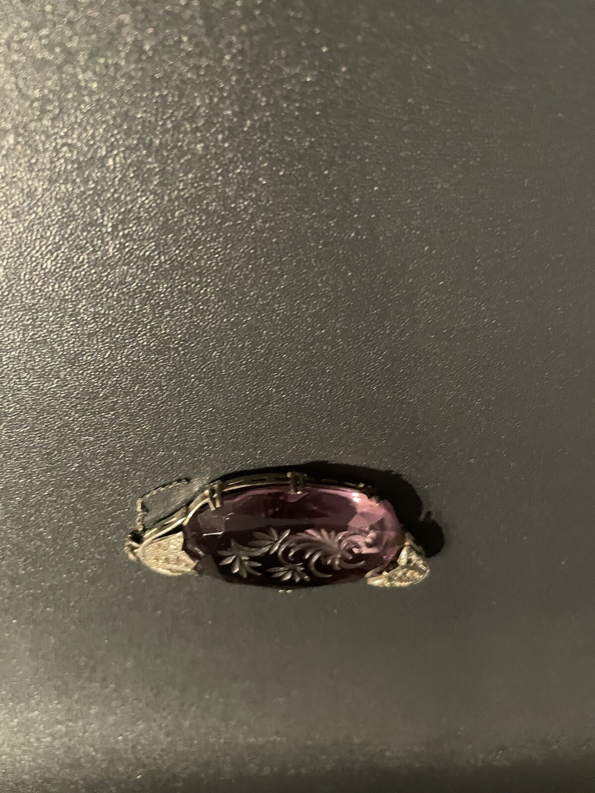 Vintage Czech Art Deco Antique Amethyst Glass Pendant only Flower design