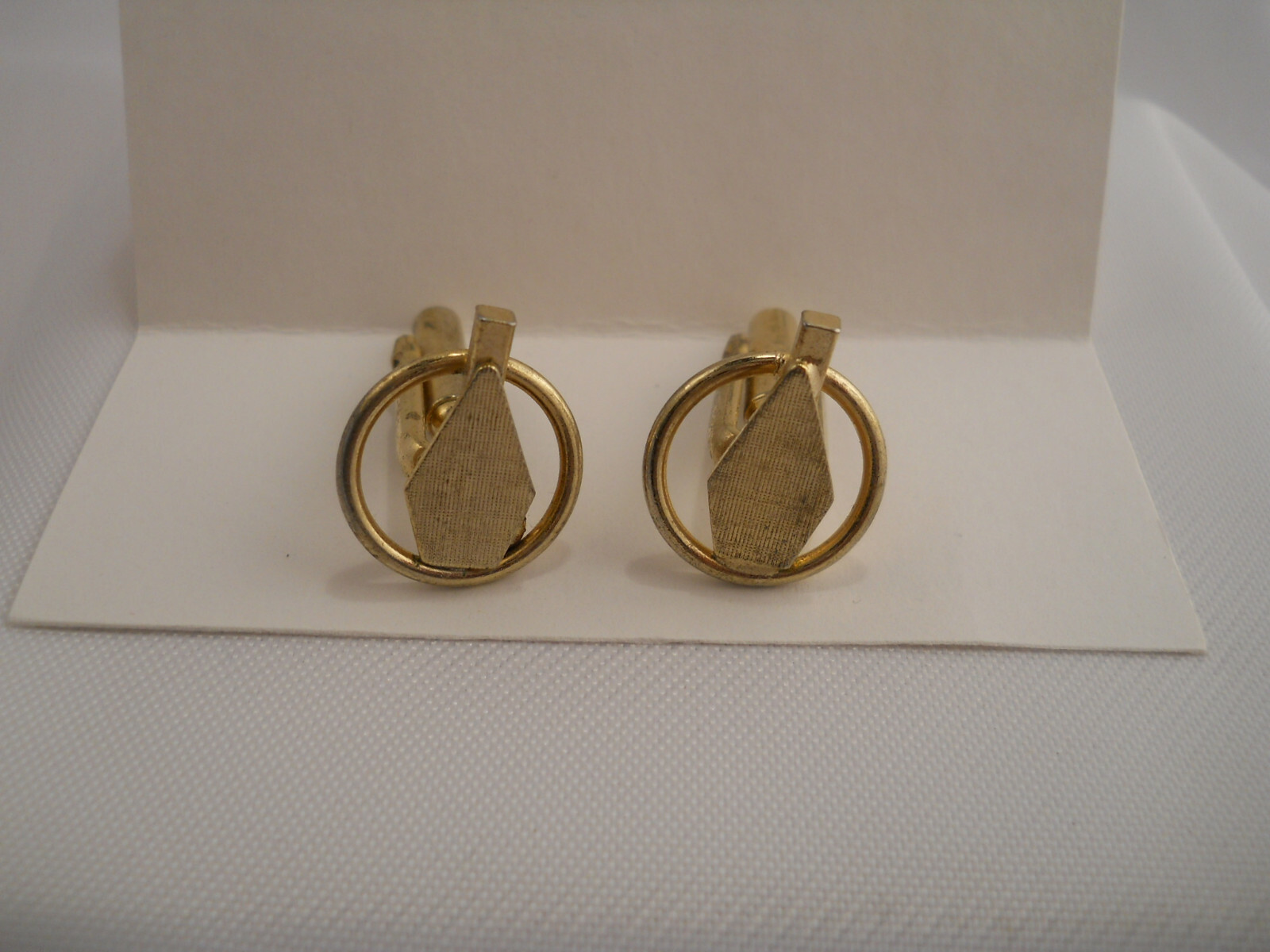 Mens Cufflinks Bowling Pins Circle Brushed Goldtone Vintage 50s Style