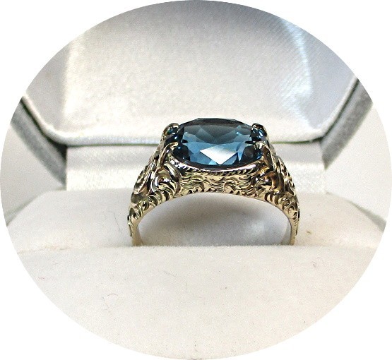 Estate – LONDON BLUE Blue Topaz Ring – Solid 14K Yellow Gold – Sz 6.75…