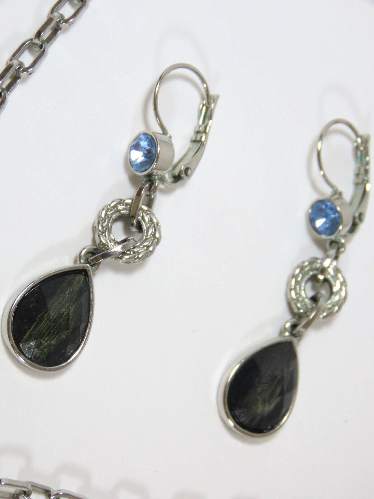 Lia Sophia Jewelry Set Necklace Earrings Cabochon Enamel + Signed D1987