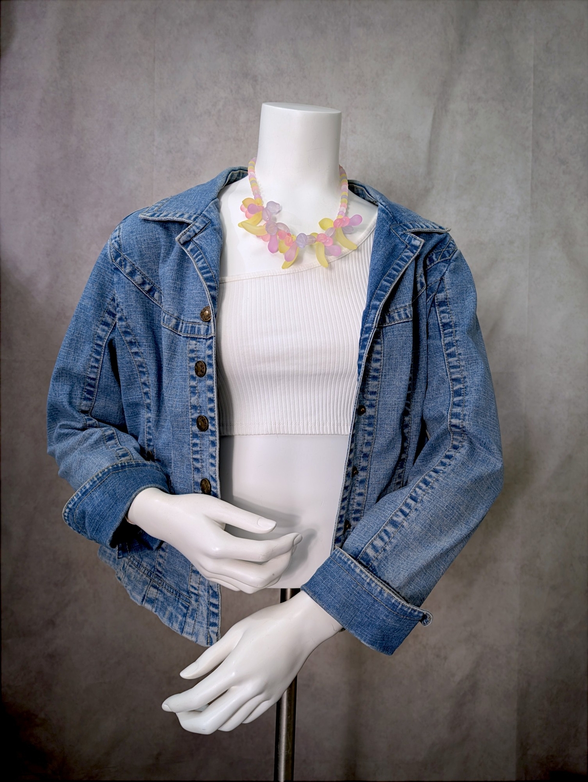 Cute Frosty Beaded Fruit Salad Necklace Pastel Pink Yellow Purple 20″ Vintage