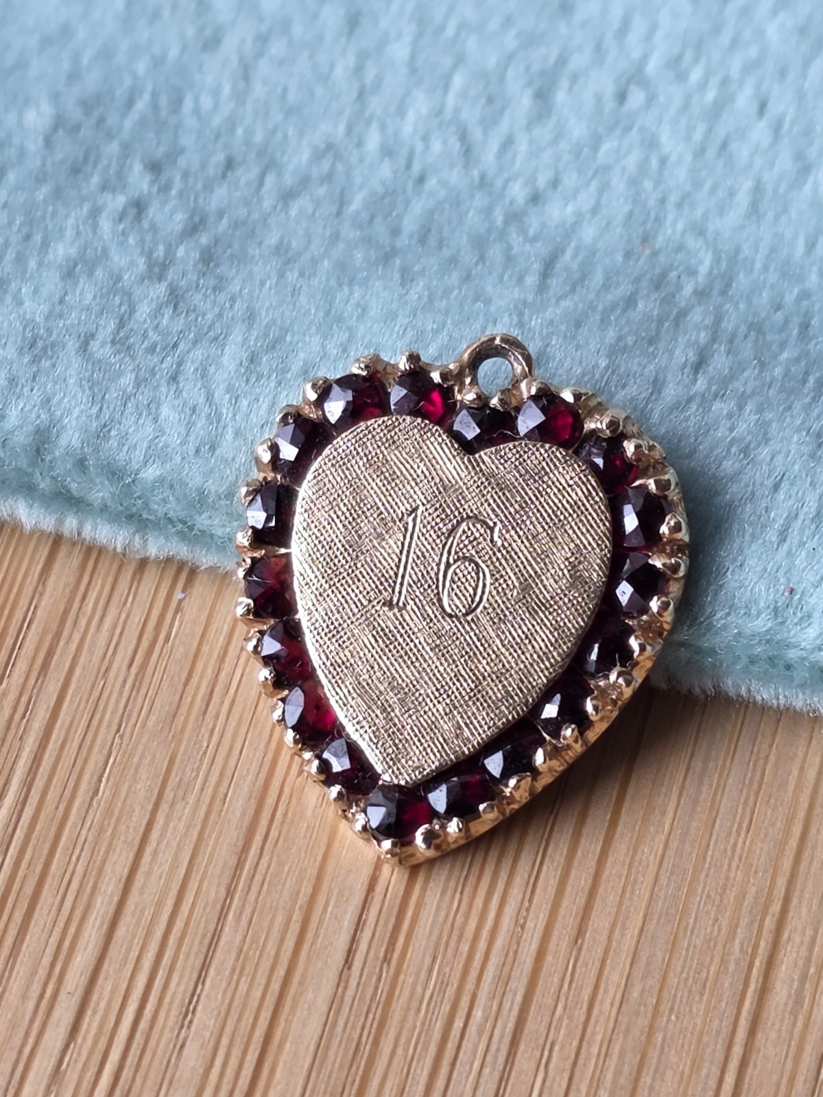 14k Gold Lucien Piccard Vintage Heart-Shaped Pendant Charm with Garnets