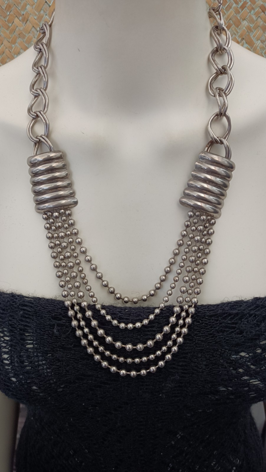 Statement Necklace Coiled Industrial Mechanical Massive Heavy Brutalist Chunky