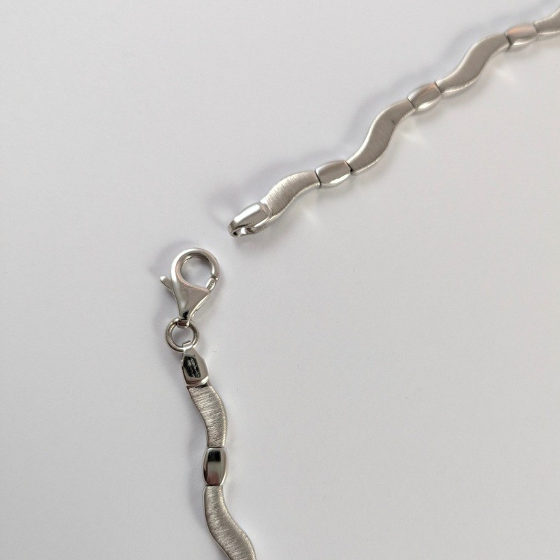 45cm Danish Sterling Silver Randers Solv Troels Tvenstrup Handmade wave necklace