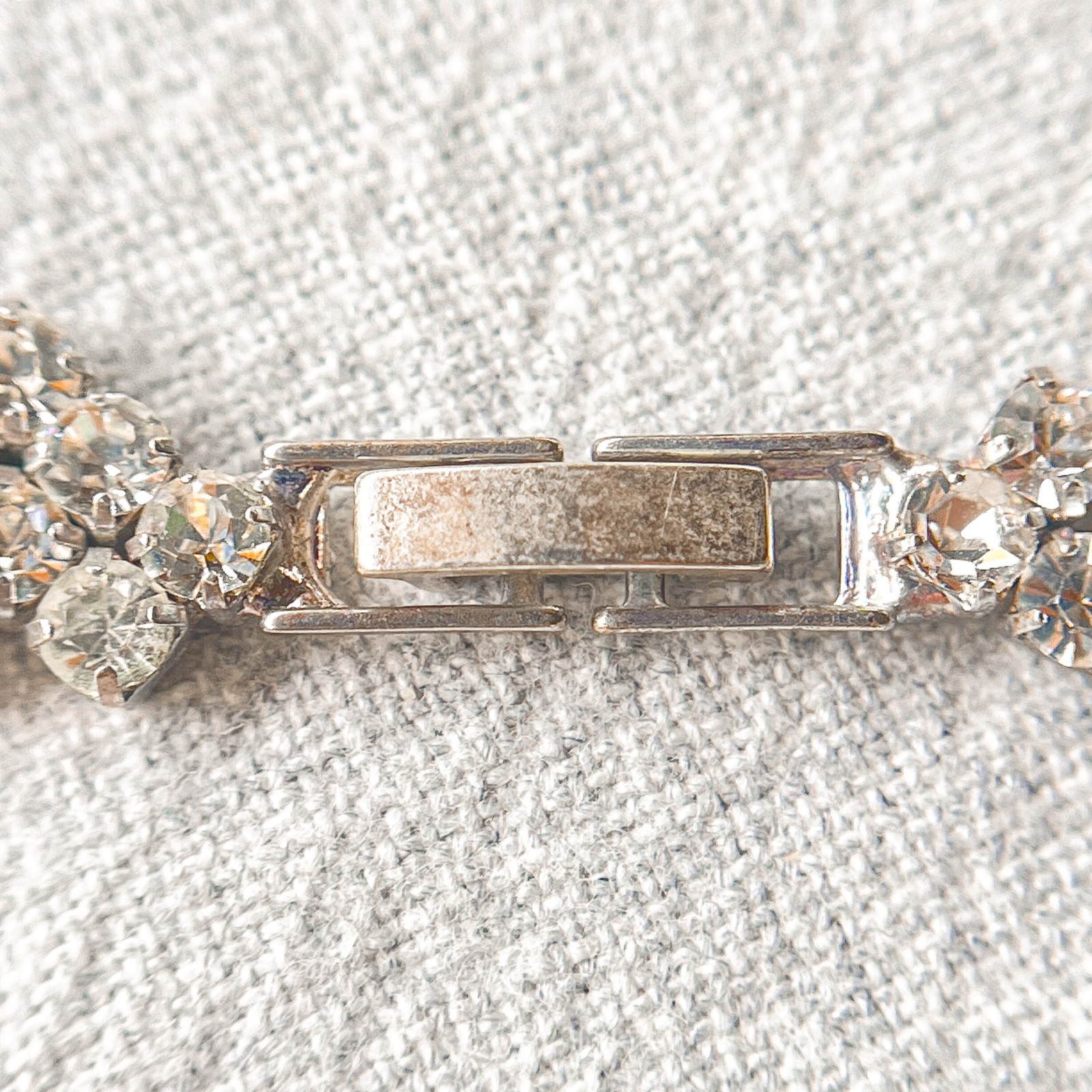Vintage 1950s MCM Four-Row Rhinestone Tennis Bracelet Estate Costume Jewelry