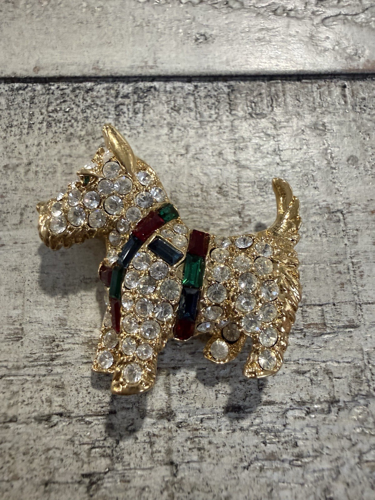 Vtg Kenneth Jay Lane KJL Brooch Scottish Terrier Dog With Rhinestones Signed