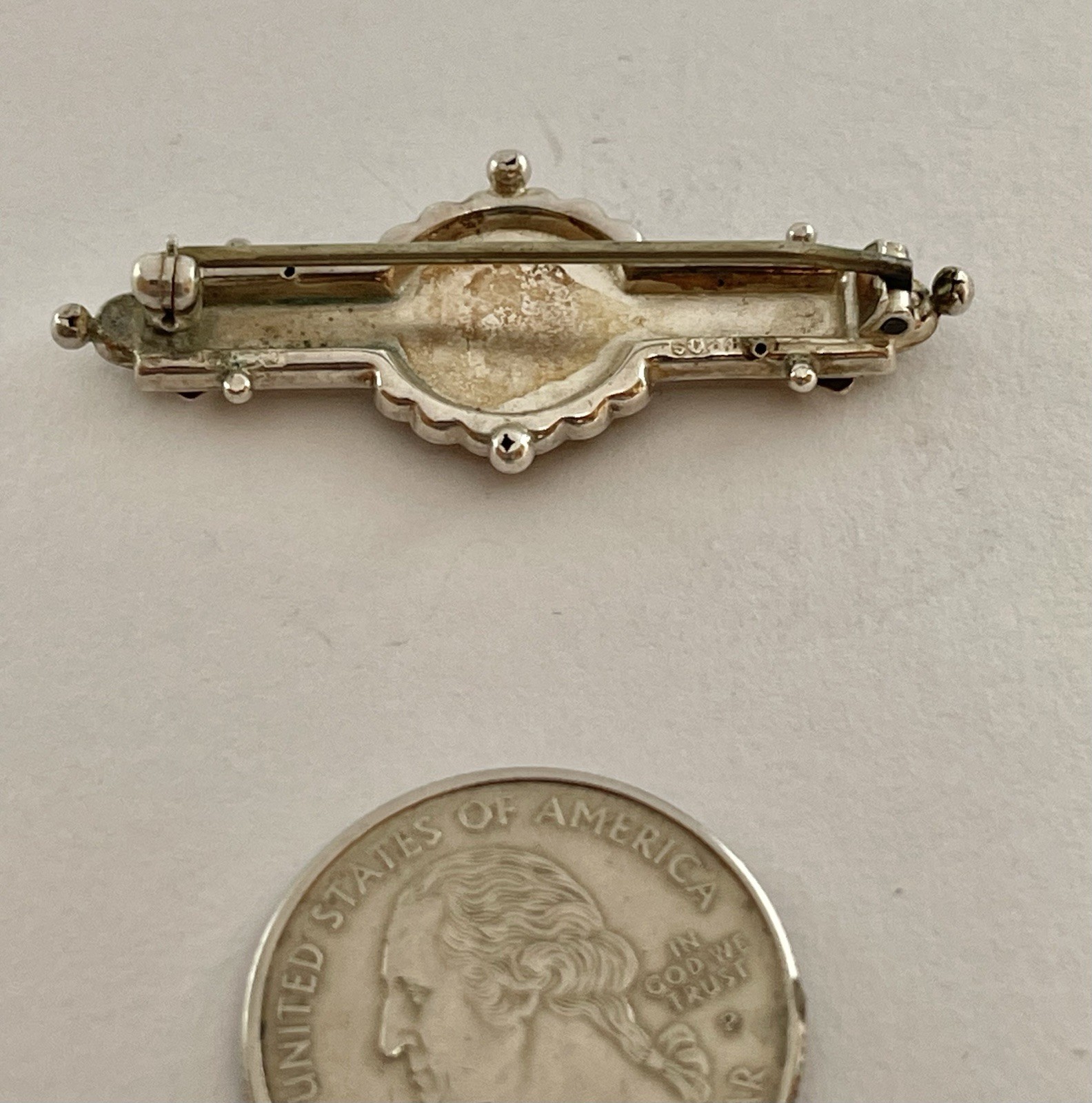 Victorian Double Hearts Sweetheart Bar Brooch Sterling Rose Gold Hallmarked
