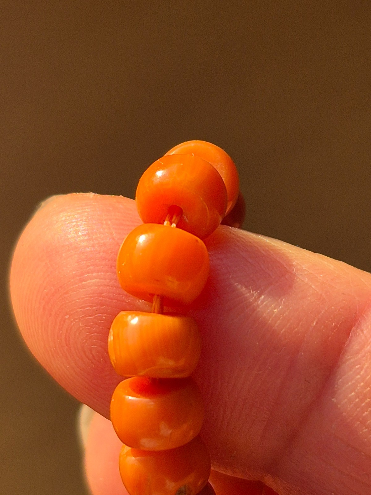 Antique necklace in Ukrainian style made of natural salmon-colored coral 26,2 gr