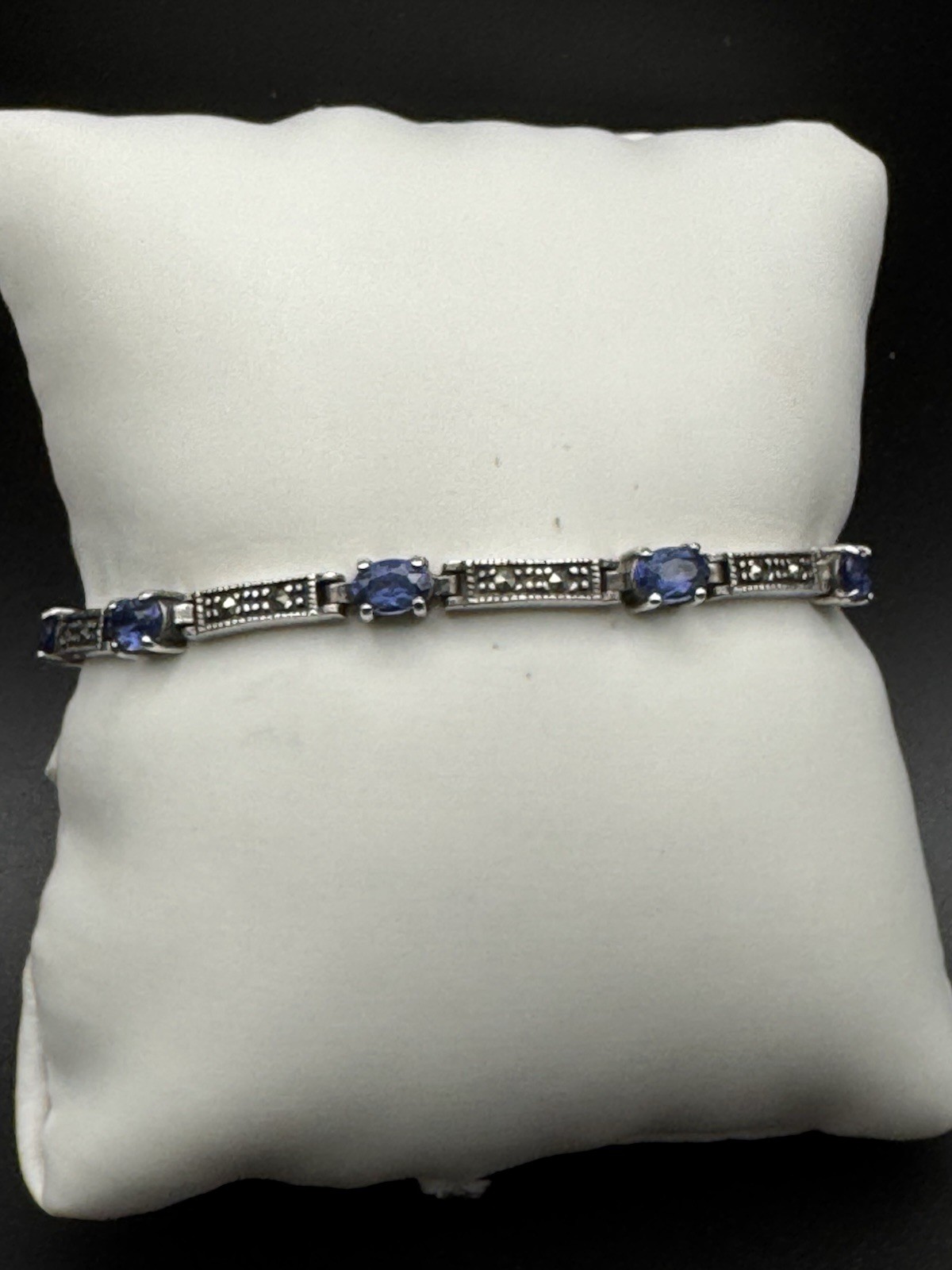 Charles Winston CW 925 Bracelet Amethyst‑Colored Glass Stones Sterling Silver