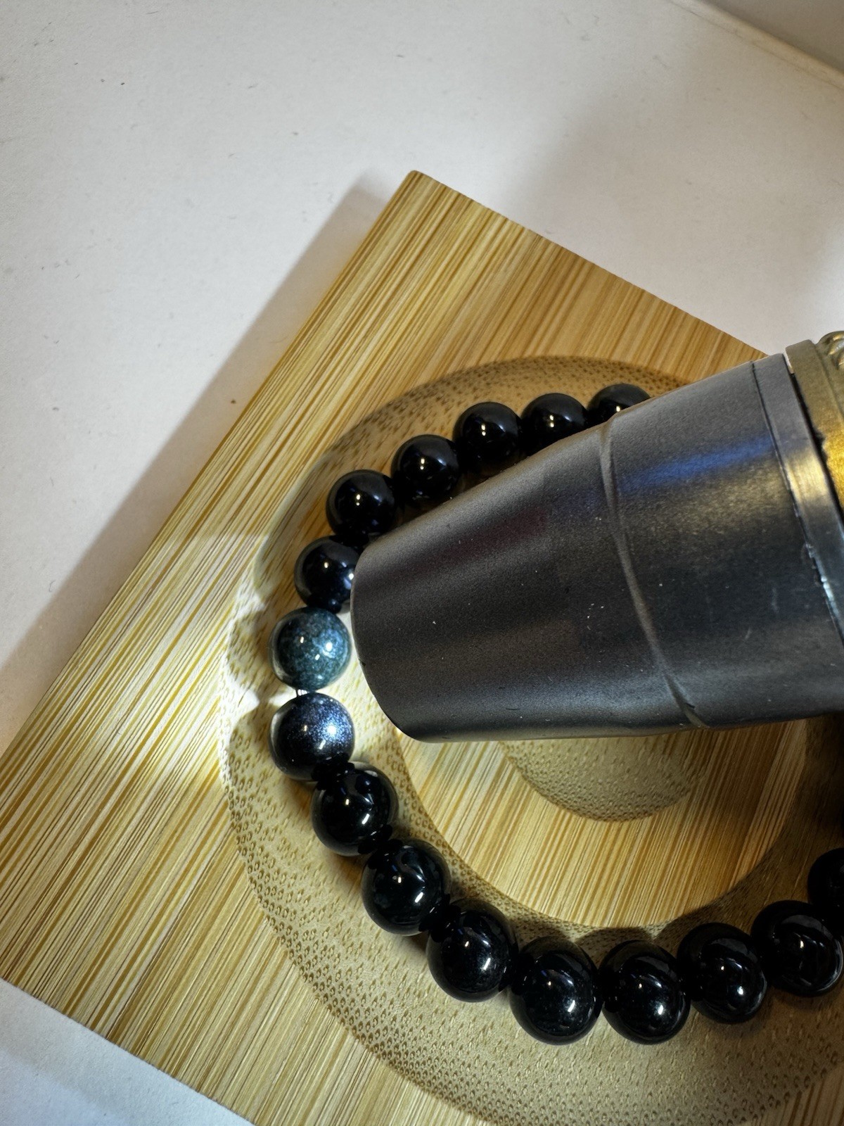 Natural Burmese A-Grade black Jade jadeite 23 beads stretch bracelet 8mm new