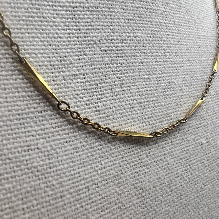 Vintage Monet Gold Tone Bar Link Chain Necklace 15” Signed Layer Miniamalist