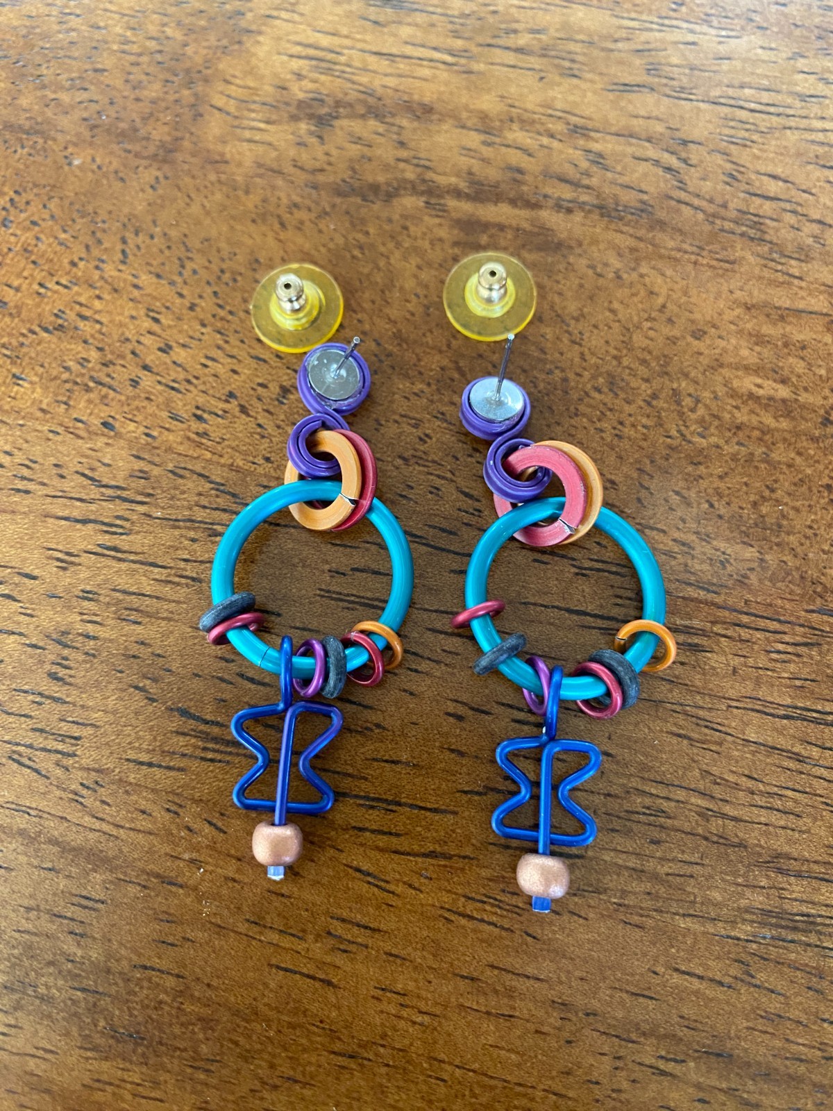 David Spada Anodized Aluminum Earrings Unsigned Vintage Pierced