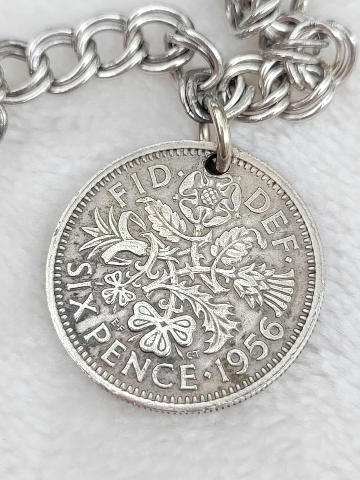 Vintage Sterling Silver Michigan Coins Banjo Grad 7 Charm Bracelet 7″ – 21.4g